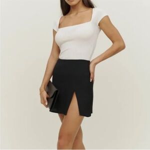 Reformation Black Mini Skirt with Slit